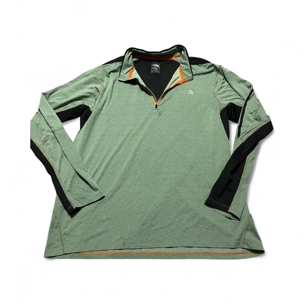 The North Face Green Black Long Sleeve 1/4 Zip Size XL Fast Dry Kilowatt Layers